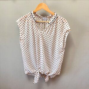 Current Air Sheer Black and Cream Polka Dot Blouse- Size M‎